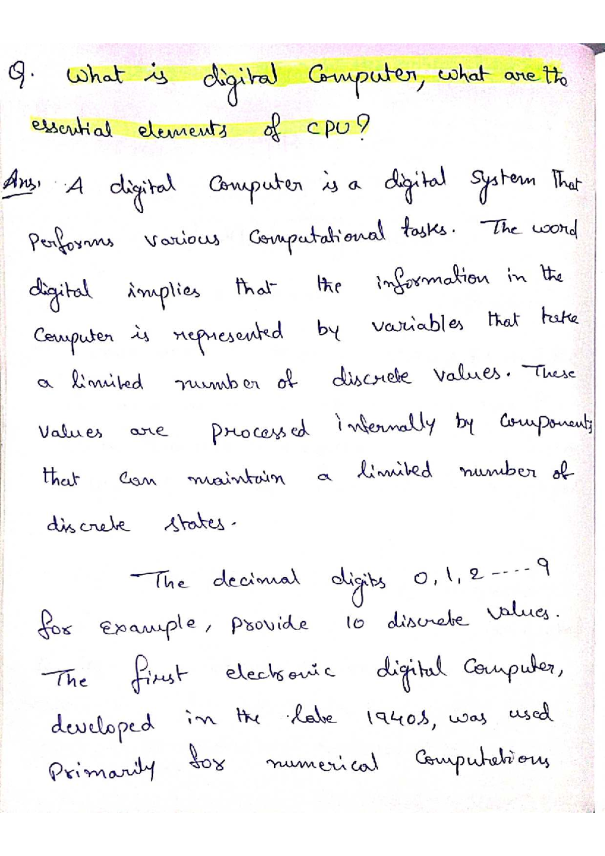CO UNIT-1 PART-2: Understanding Digital Computers and CPU Elements ...