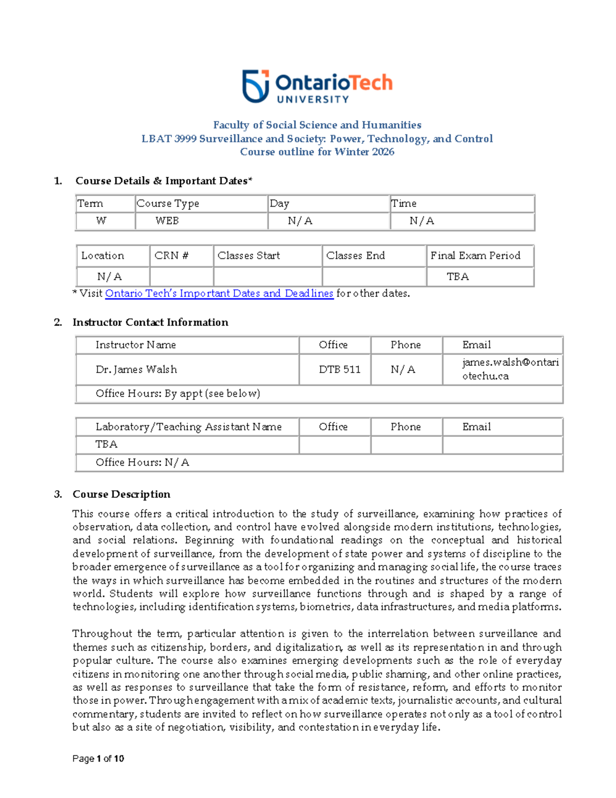 LBAT 3999 Surveillance and Society: Power, Tech, and Control Syllabus ...