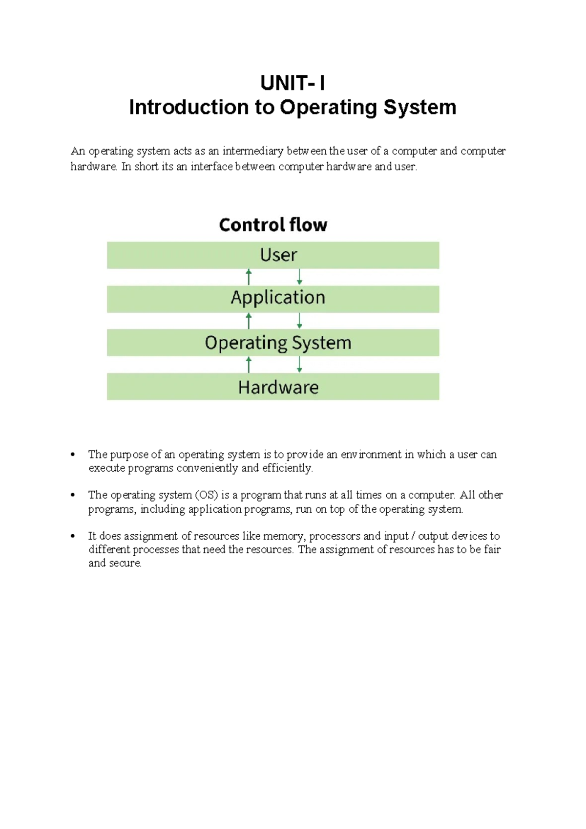 OS Notes UNIT 1 - Introduction to Operating Systems (CSE-AIML) - Studocu