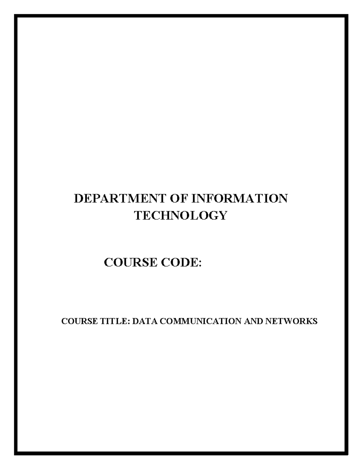 DATA COMMUNICATION AND NETWORKS (IT-101) Lecture Notes - Studocu