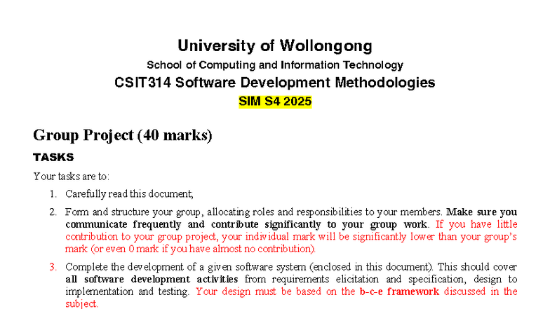 CSIT314 S4 2025 Group Project: Software Development Methodologies - Studocu