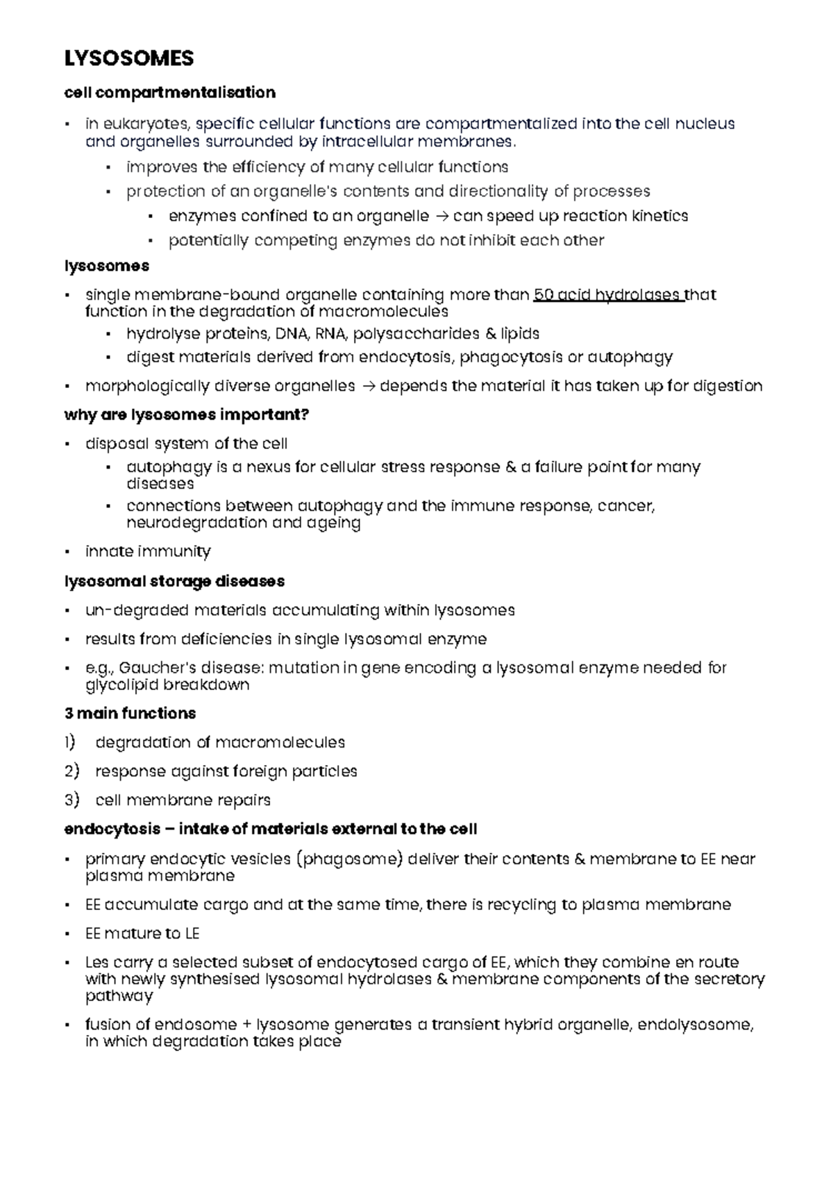 Chapter 1: The Role of Lysosomes in Cellular Processes (BIO 101) - Studocu