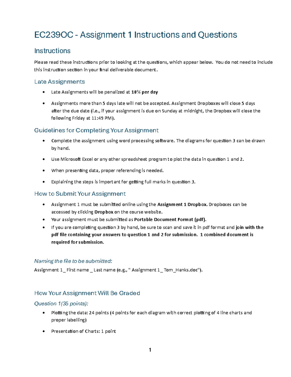 EC239OC Assignment 1 Guidelines and Questions Spring 2025 - Studocu