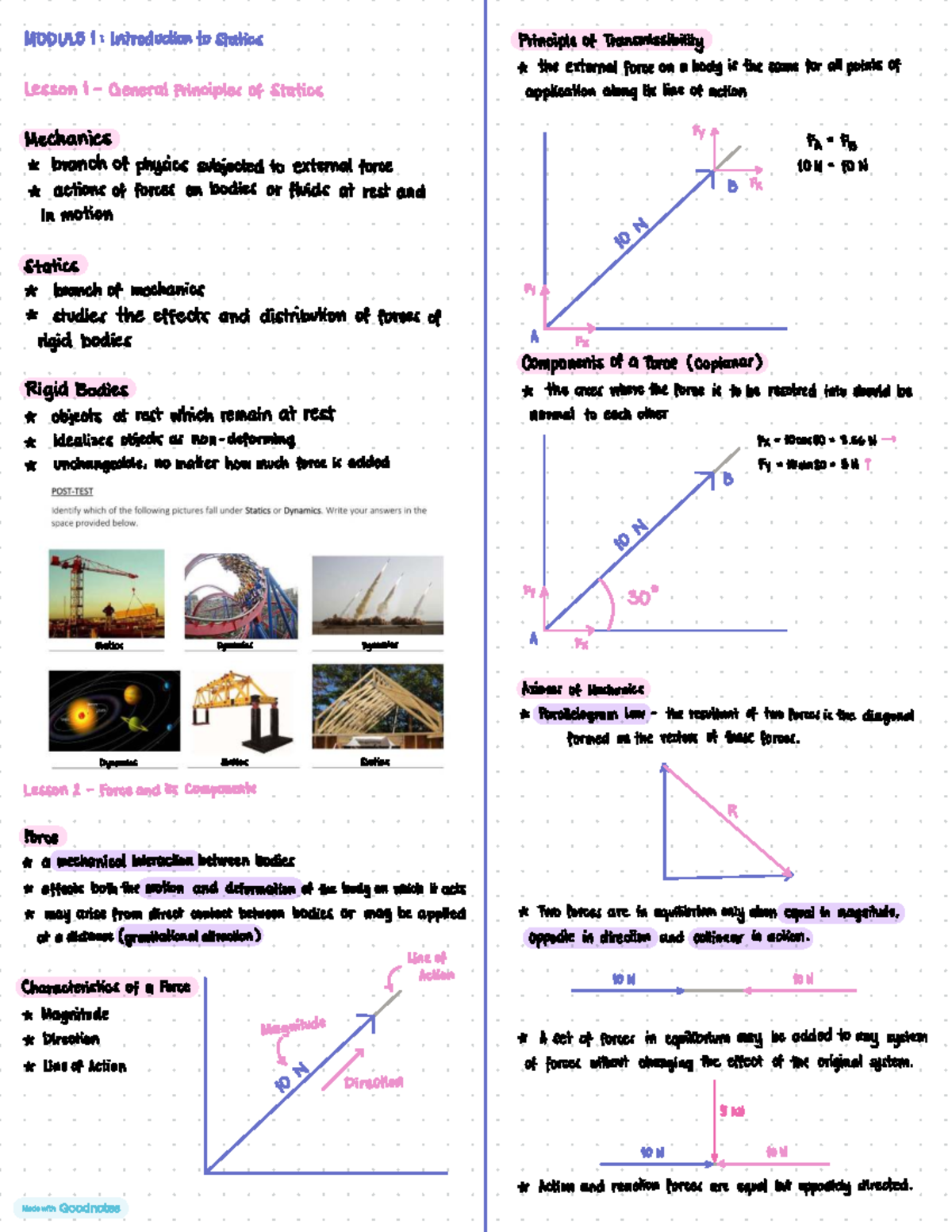 ENGMECH Module 1: Introduction to Statics and Force Systems - Studocu
