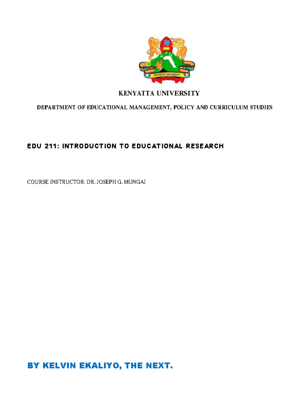EDU 211: Introduction to Educational Research - Comprehensive Module ...