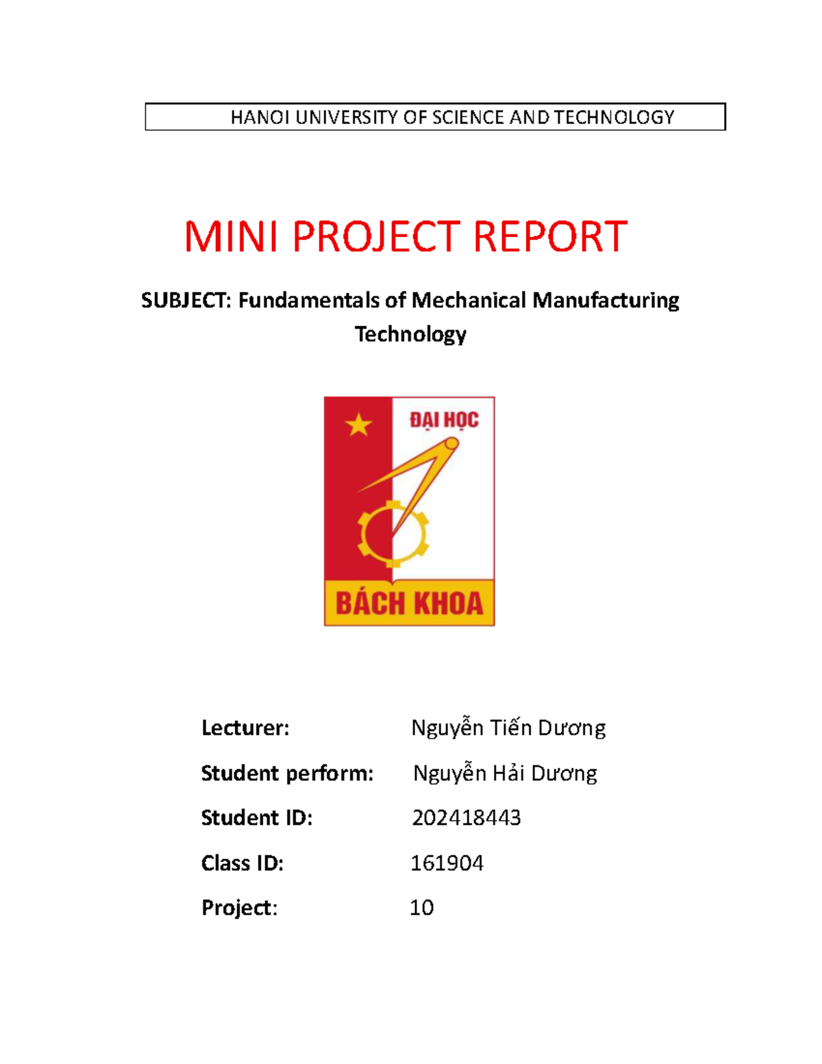 Project 10: Threaded Flange Manufacturing Report (SUS 304) - Studocu