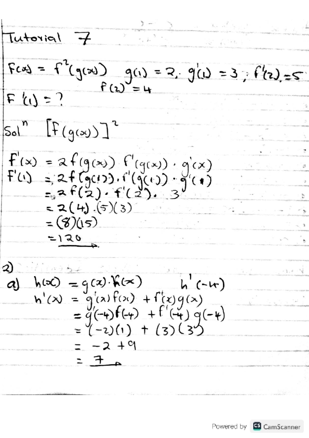 Tut 7 - Advanced Functions and Derivatives Analysis - Studocu