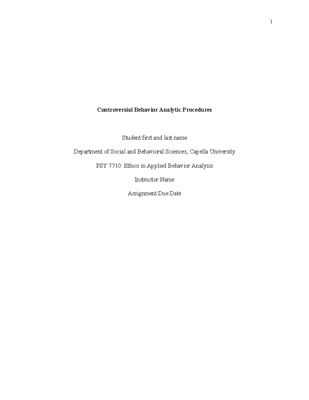 PSY 7710: Controversial ABA Procedures - Ethics Analysis Template - Studocu