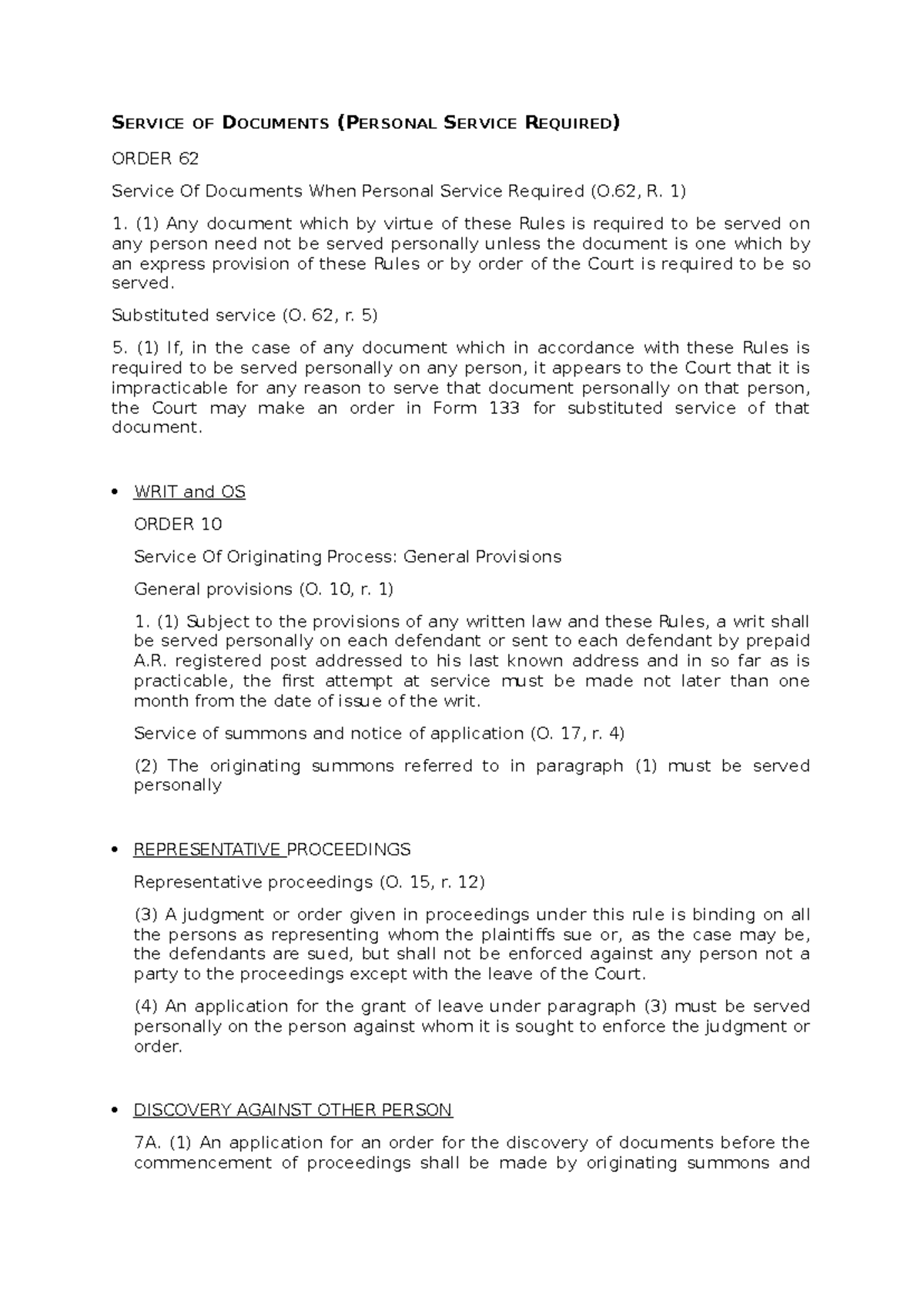 Service of Documents: Personal Service Requirements & Procedures - Studocu