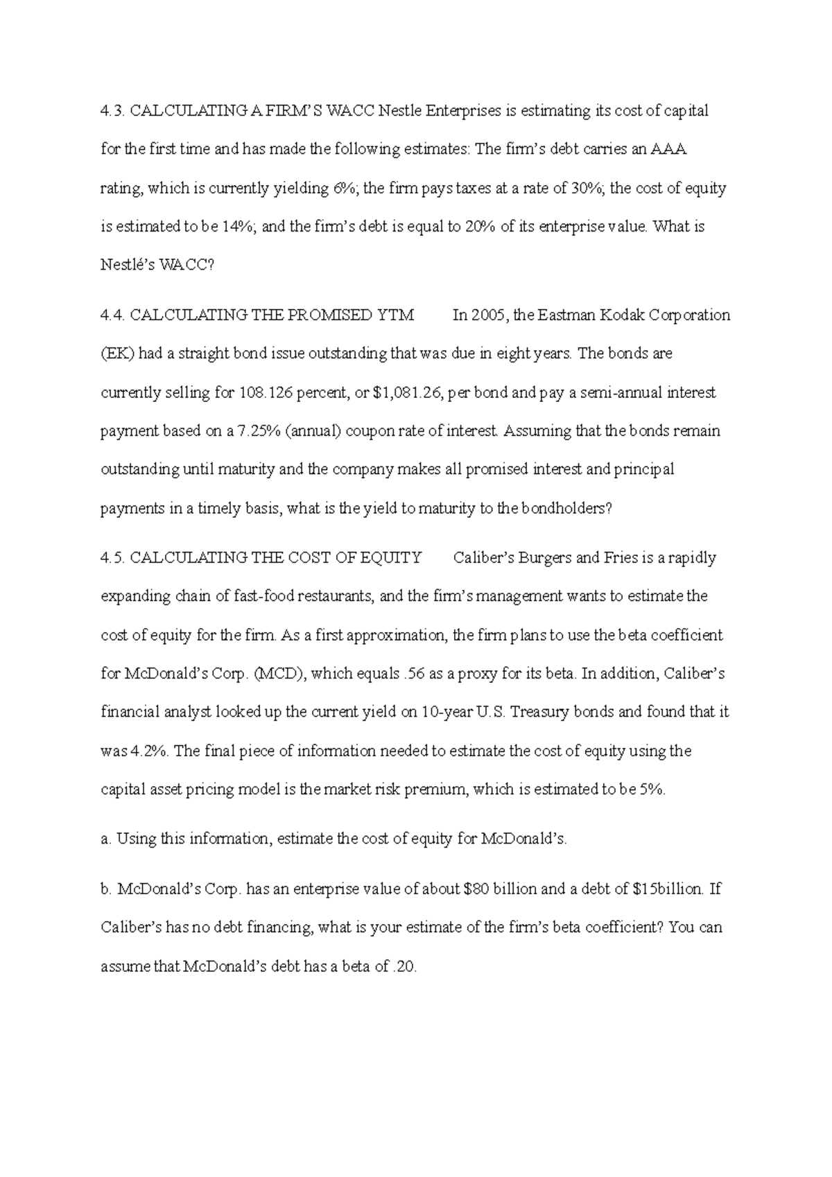 Financial Analysis and WACC Calculations (FIN 305) - Studocu