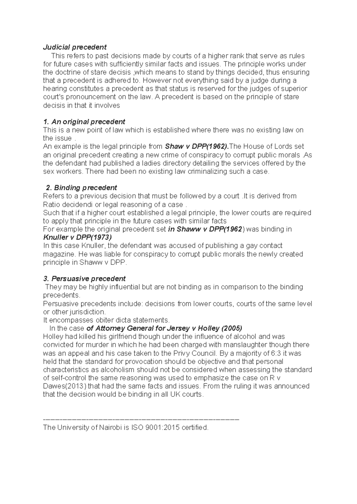 Judicial precedent - revision materials on legal systems and methods ...