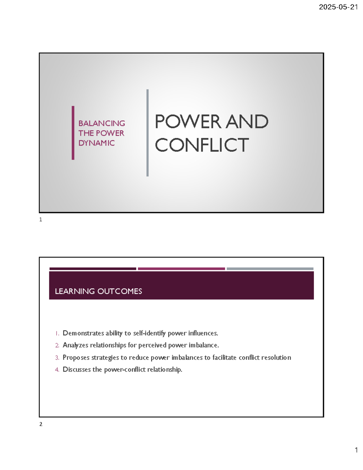 Power and Conflict: Balancing Dynamics in Relationships - Module 6 ...