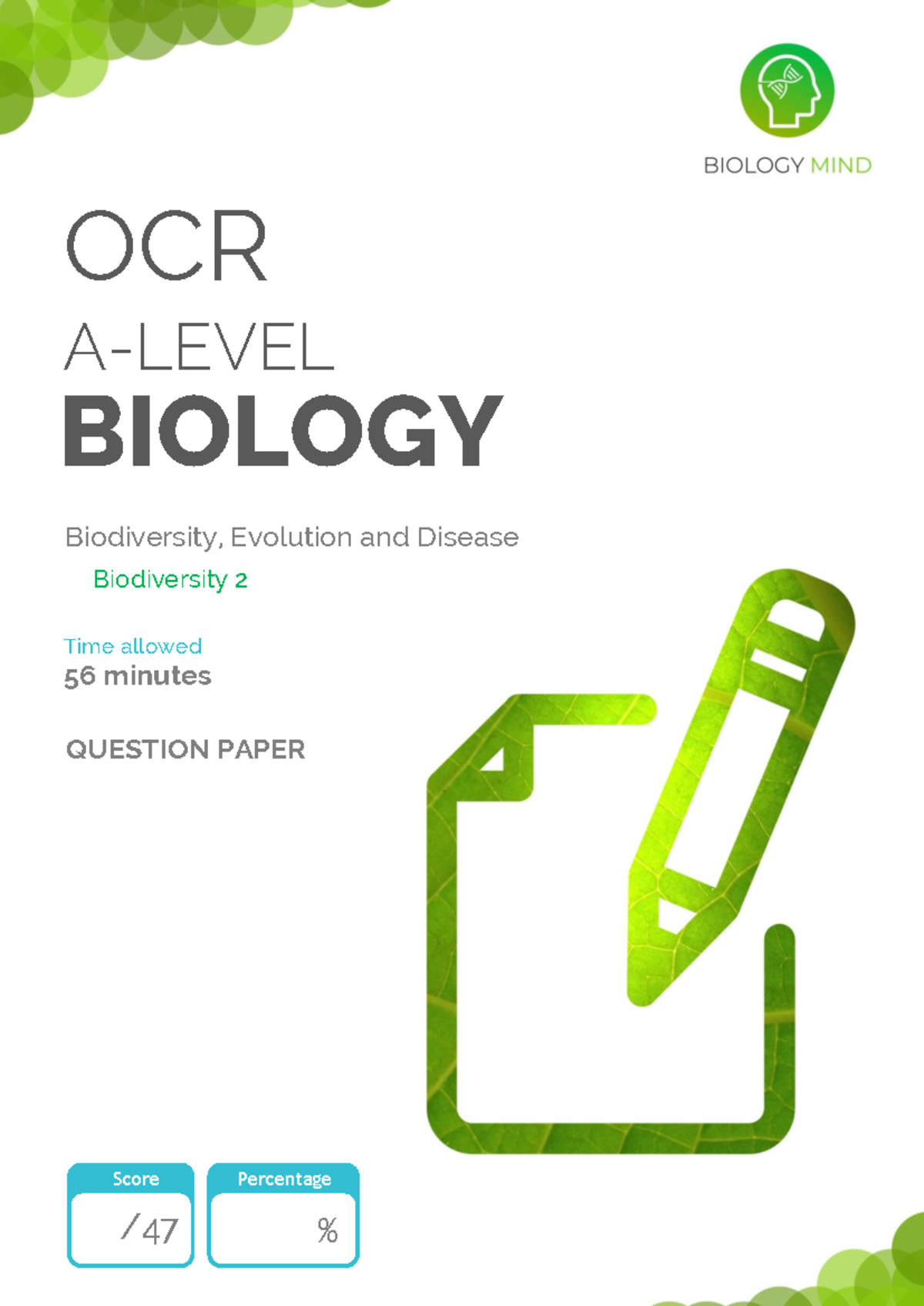 OCR BIOLOGY Biodiversity 2 Question Paper - Exam Insights - Studocu