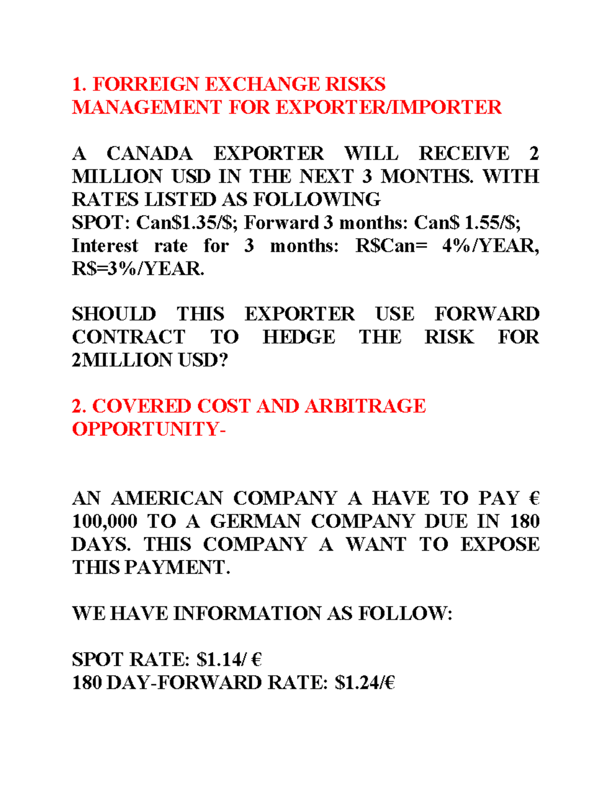 Foreign Exchange Risk Management for Exporters and Importers - Studocu