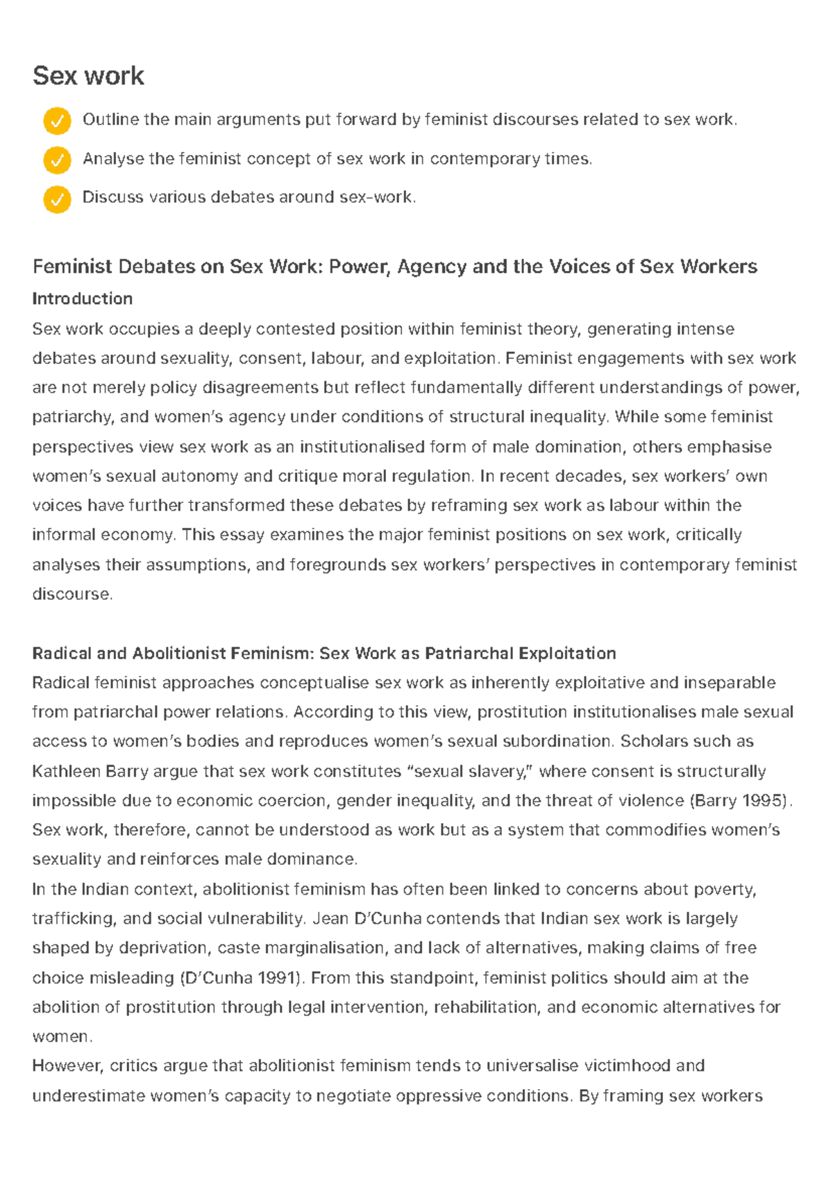 Feminist Perspectives on Sex Work: Debates, Agency, and Power Dynamics ...