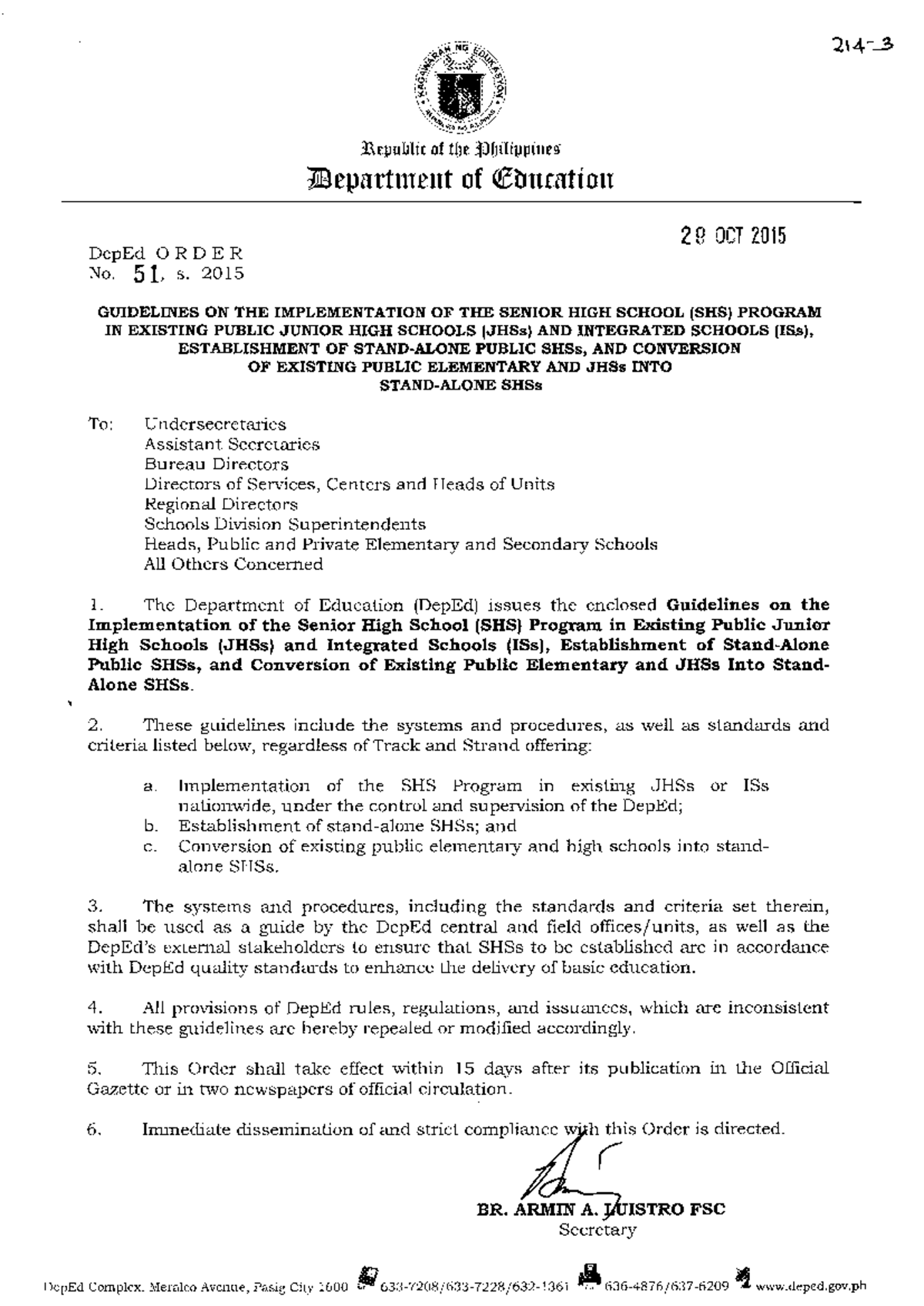 DO Order - C Checklists of Documents C-1 32 C-2 On Establishment of A ...
