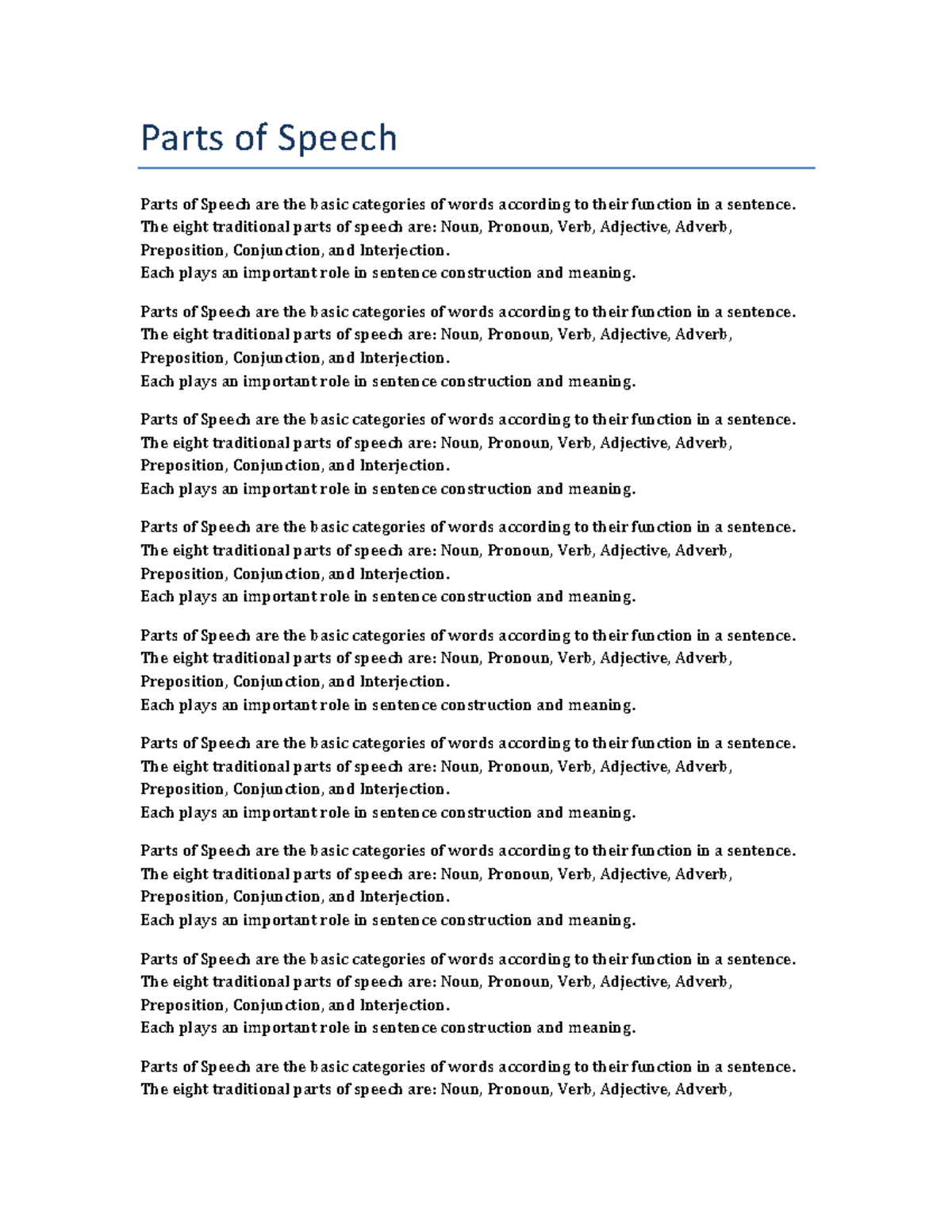 Parts of Speech - Essential Notes for Understanding Grammar - Studocu