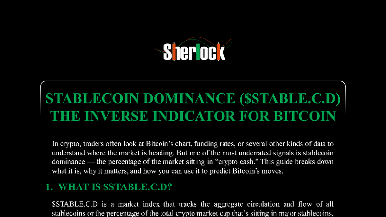 Stablecoin Dominance ($ Stable.C.D) as an Inverse Indicator for Bitcoin ...