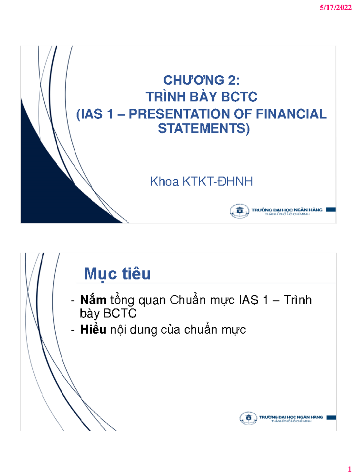 KTQT1 Chuong 2 - dfdfd - CHƯƠNG 2: TRÌNH BÀY BCTC (IAS 1 –PRESENTATION ...