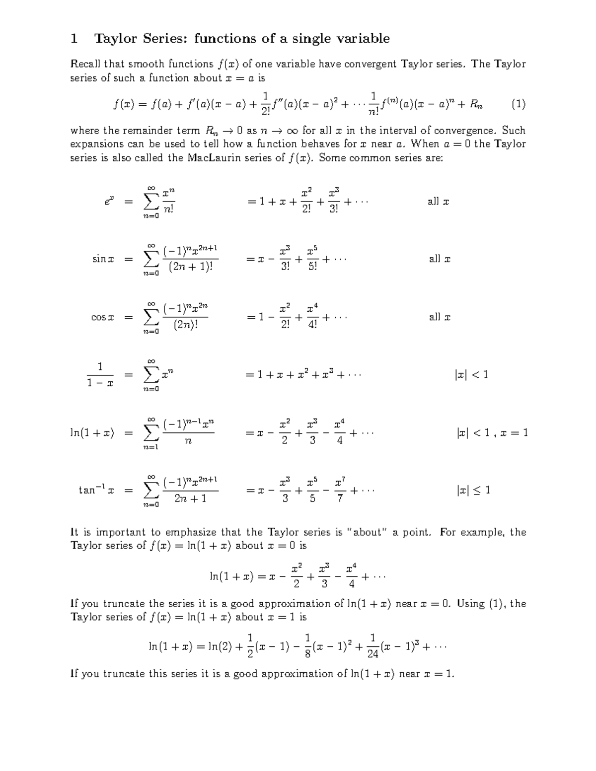 MATH455 2016-2017 Lecture Notes 6: Taylor Series & Implicit Function ...