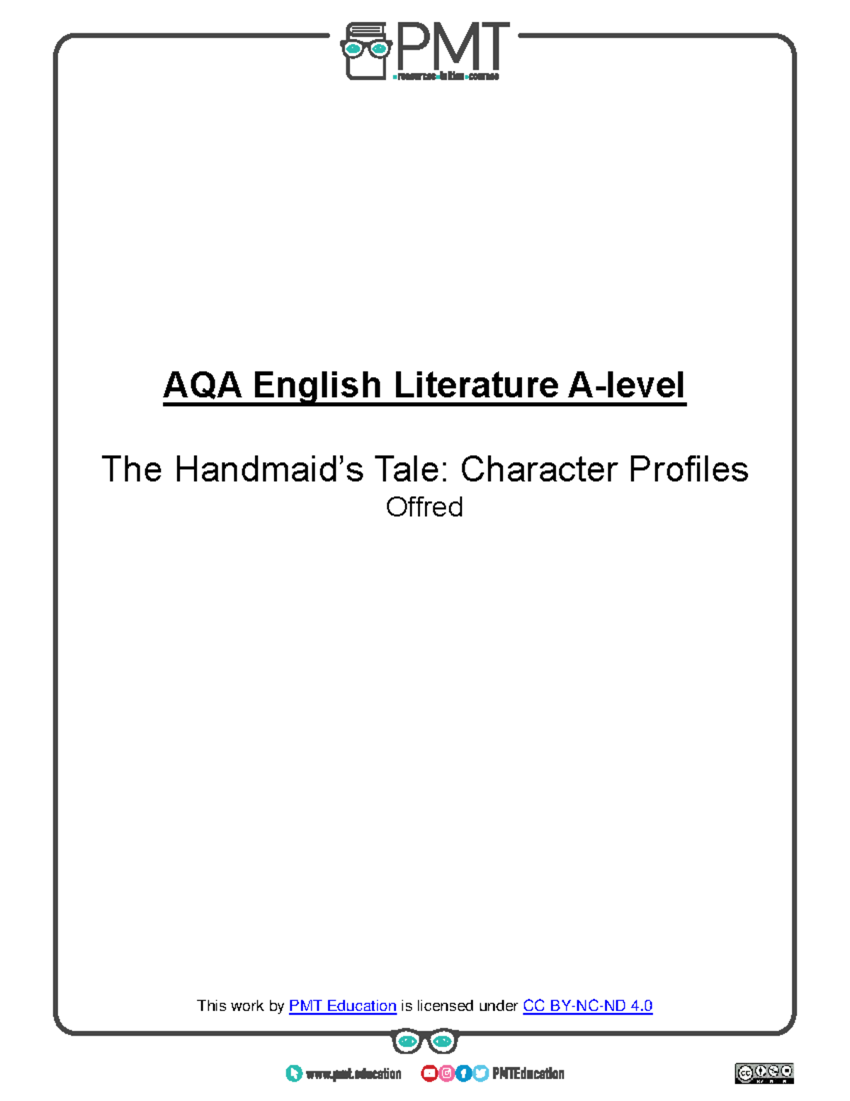 AQA English Literature: Offred Character Profile Analysis - Studocu