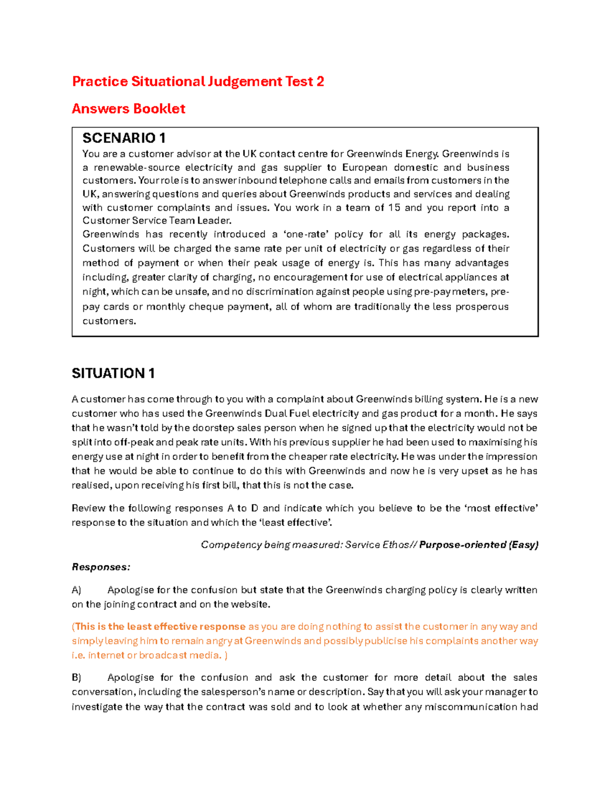 2 SJT - Situational Judgement Test Practice Scenarios and Answers - Studocu
