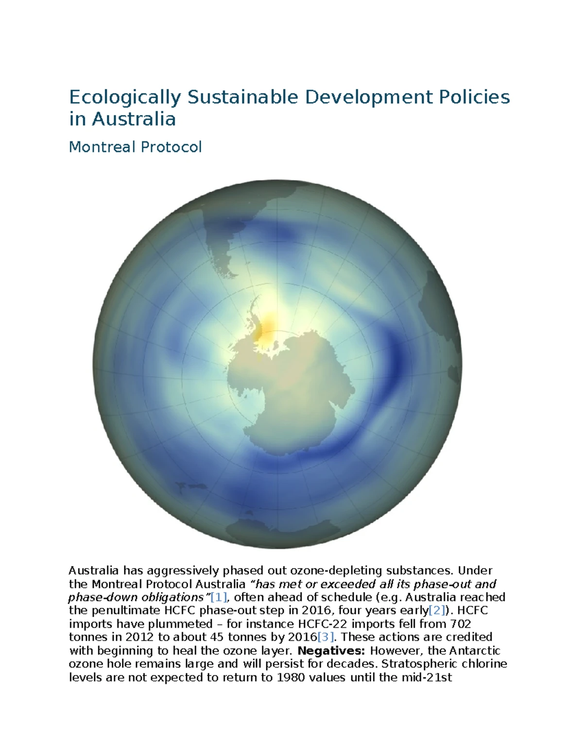 Ecologically Sustainable Development Policies in Australia: A ...