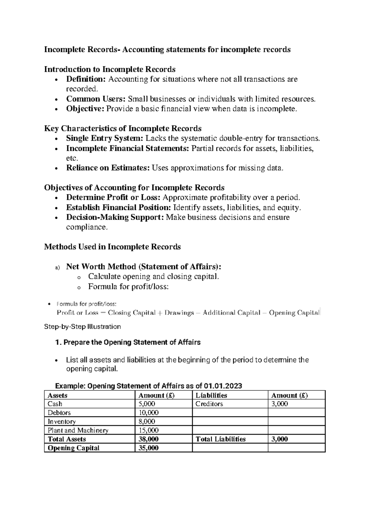 Completing Incomplete Records for Accounting (ACC 101) Notes - Studocu