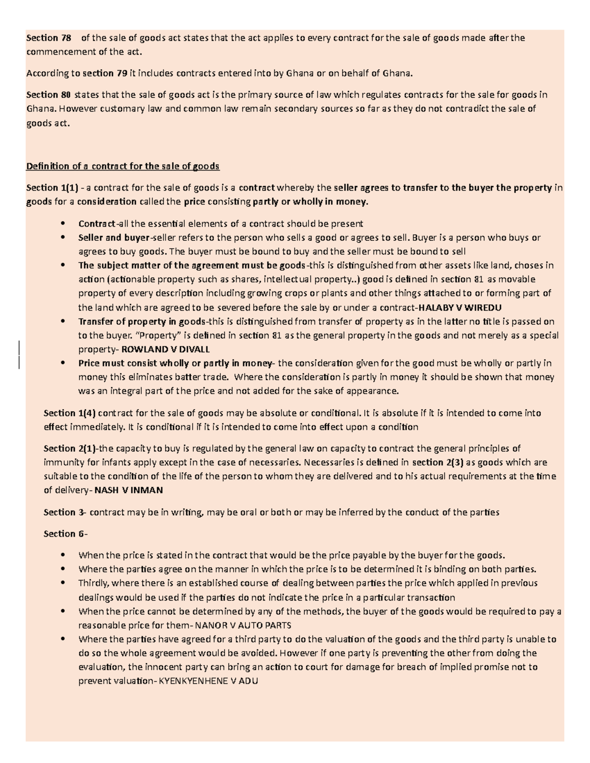 Commercial Law Notes: Sale of Goods Act Overview (BUS 101) - Studocu