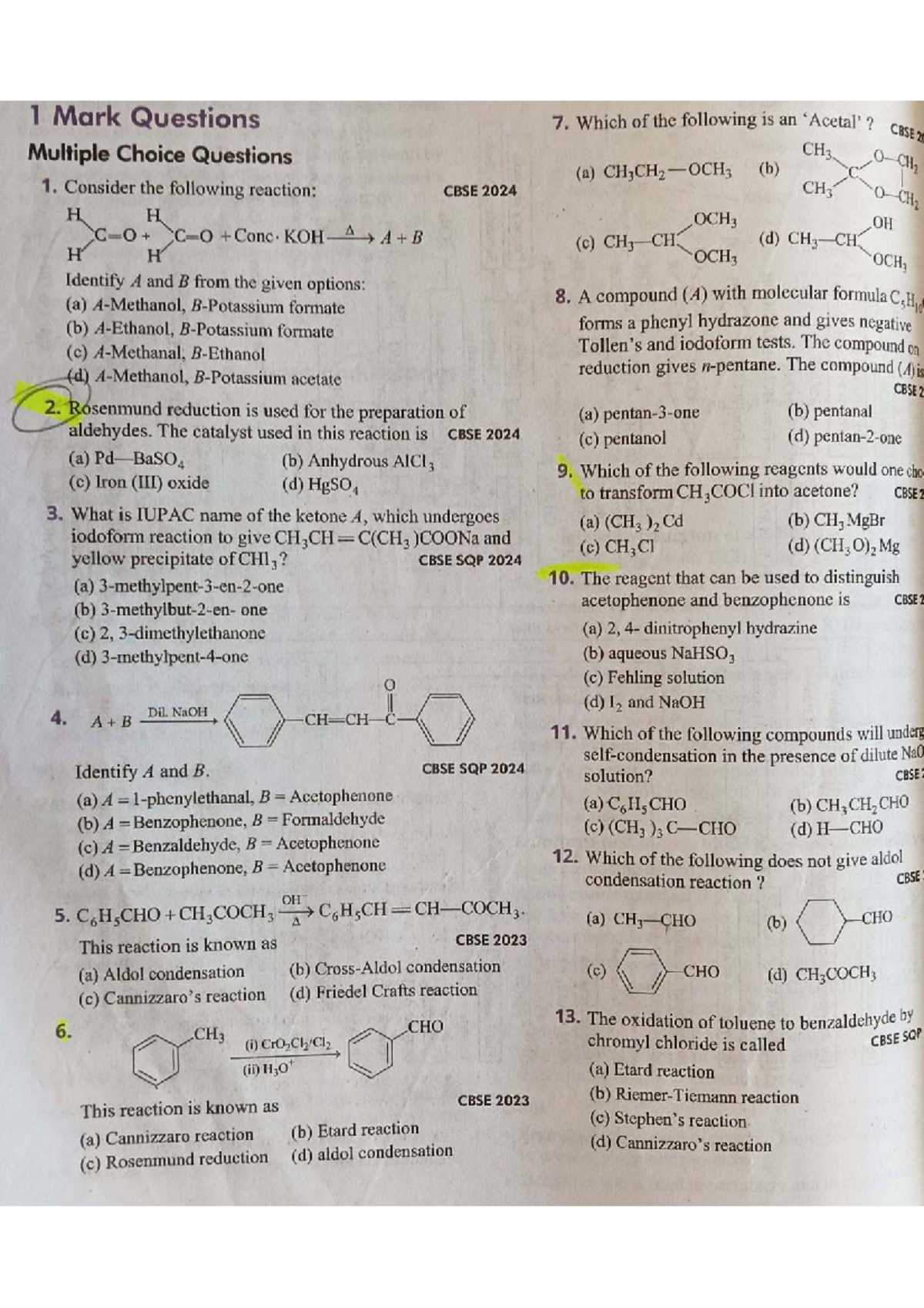 Chapter 8 - CBSE 2024: Key Concepts and MCQs on Aldehydes, Ketones, and ...