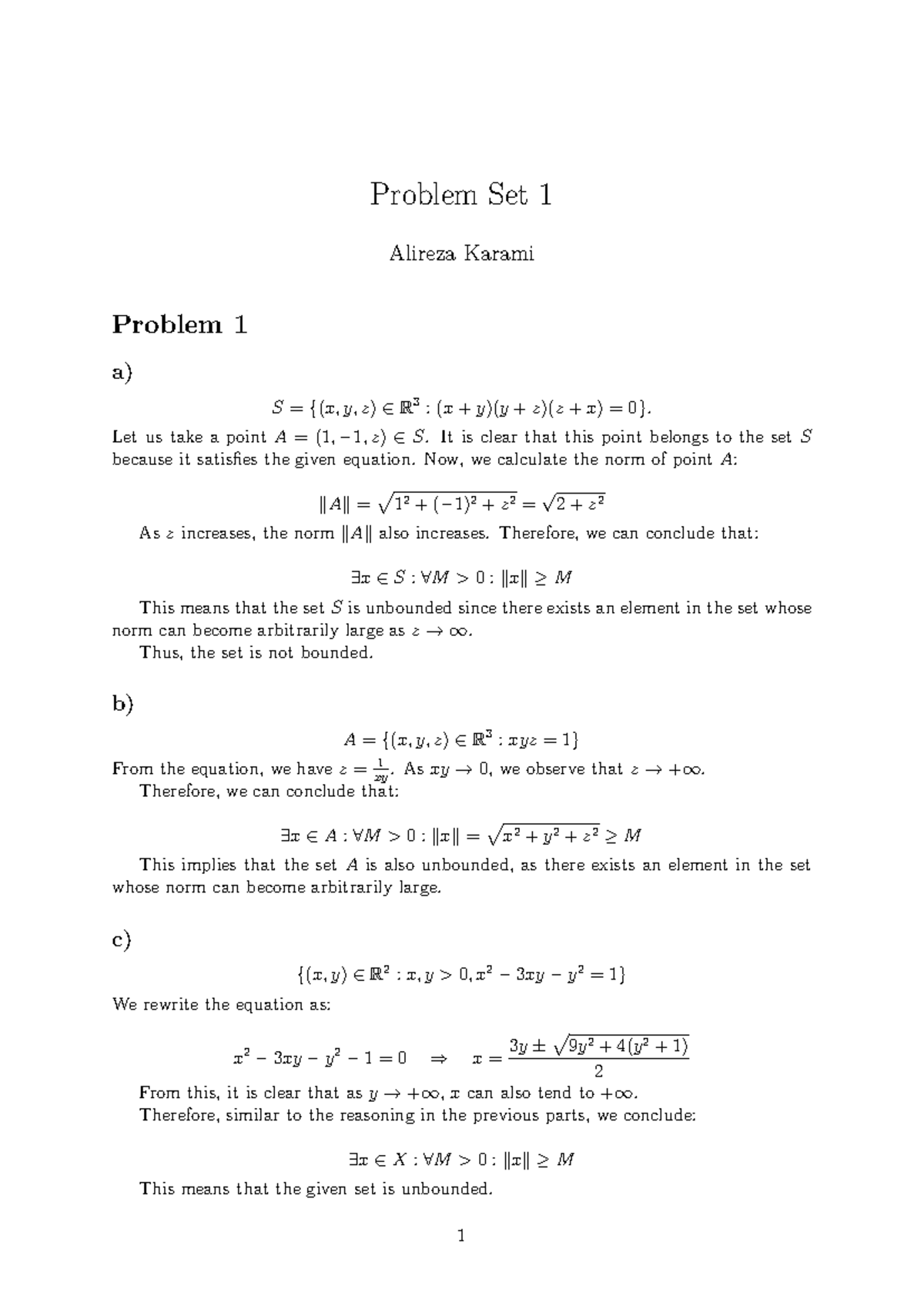 Mathematics HW 1: Problem Set Solutions and Explanations - Studocu