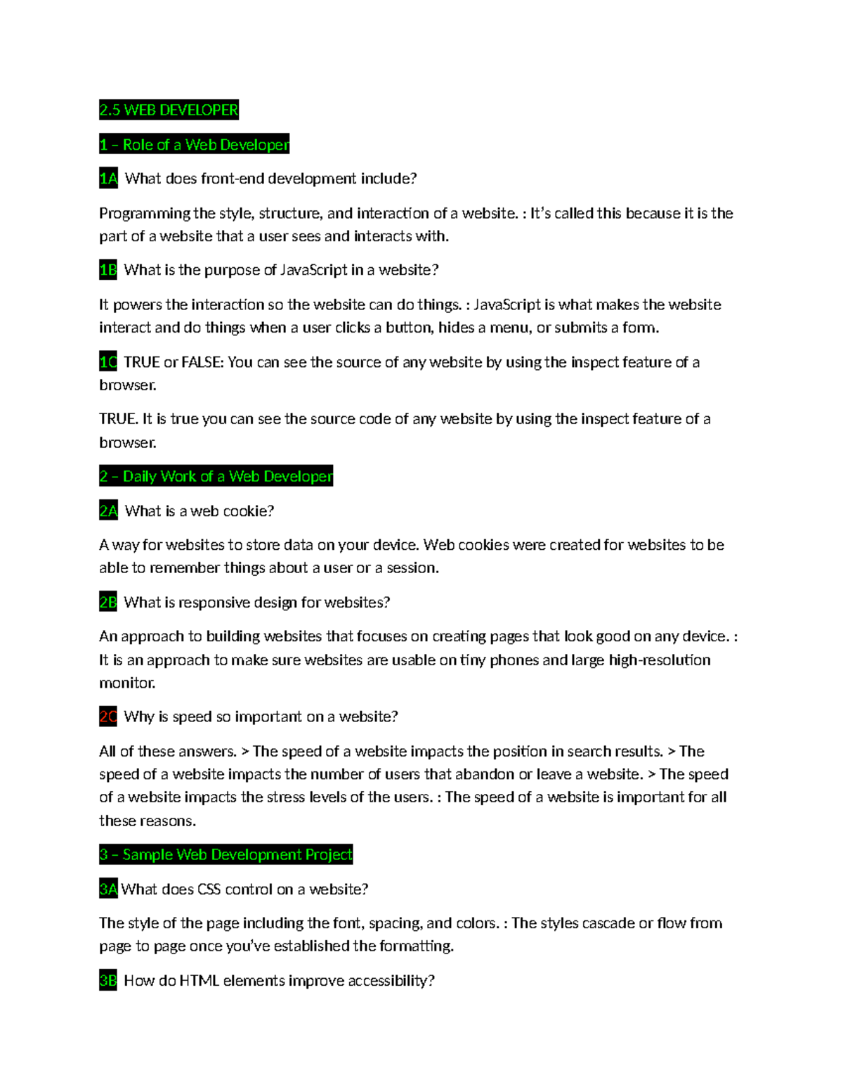 2.5 WEB DEVELOPER: Key Roles and Daily Tasks in Web Development - Studocu