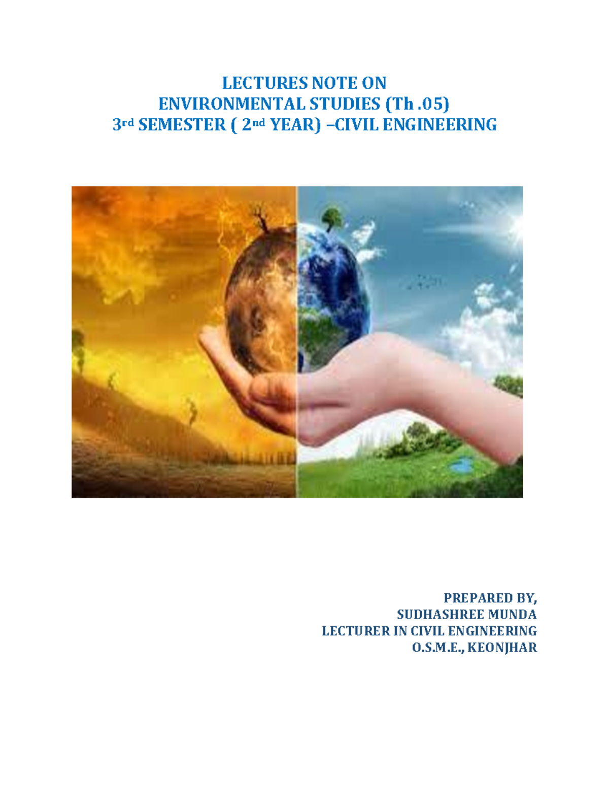 Environmental Studies (Th.05) Lecture Notes: Ecosystems & Biodiversity ...