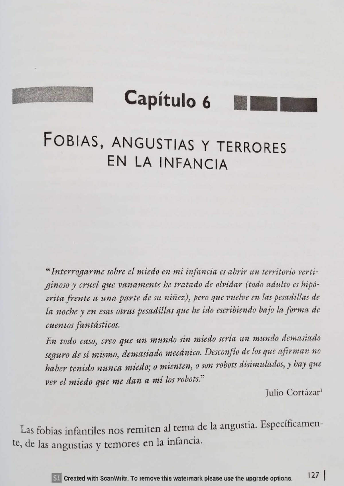 Capítulo 6: Fobias, Angustias y Terrores en la Infancia - Análisis ...