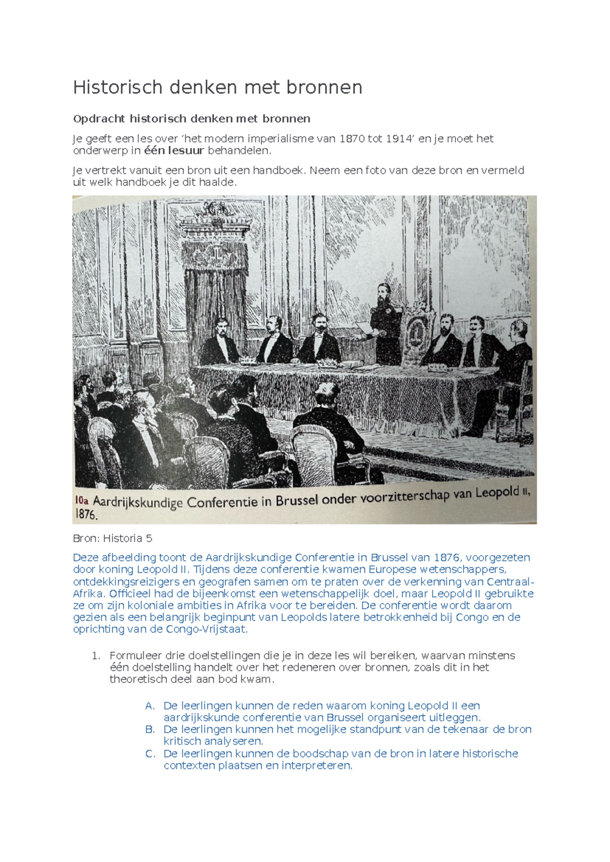 Historisch Denken met Bronnen: Modern Imperialisme 1870-1876 - Studocu