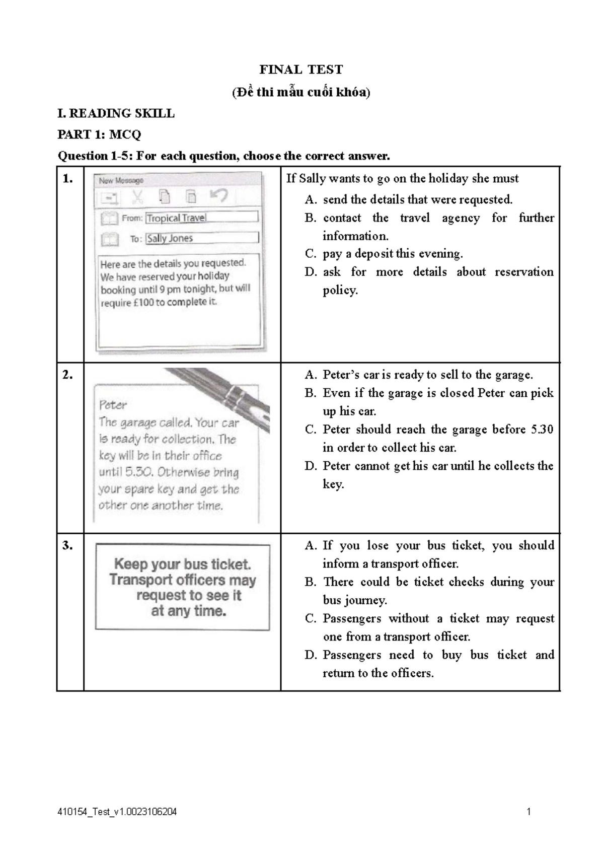 FINAL TEST (Đề thi mẫu cuối khóa) - Reading & Writing Skills - Studocu