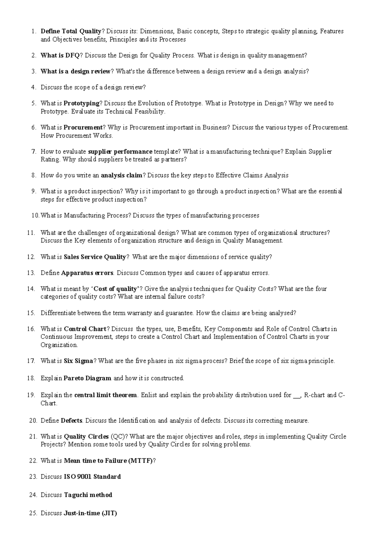 Quality Management Concepts and Processes: Key Questions and Insights ...