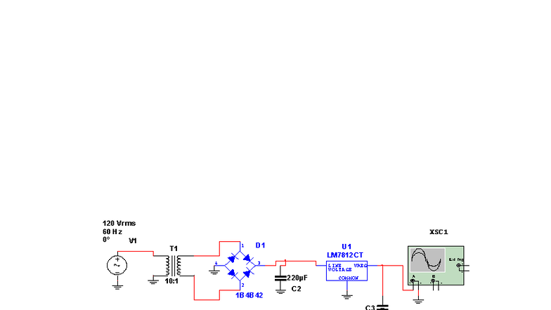 12 V Regulated power supply Ckt using multisim Doc 1 - Electronics ...