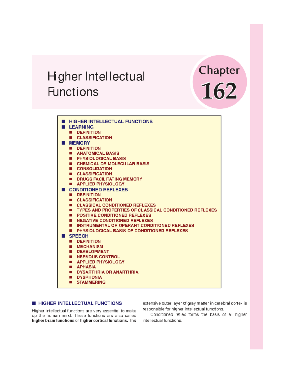 Higher Intellectual Functions: Memory, Learning, and Speech Mechanisms ...