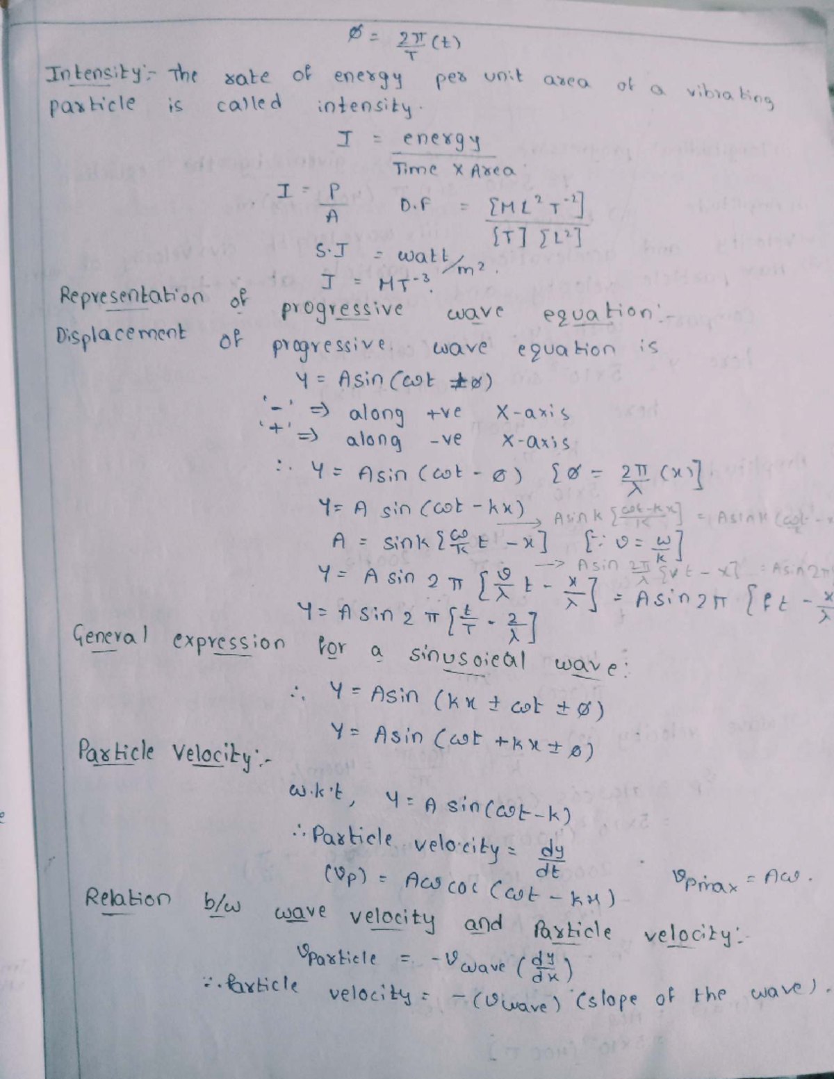 Waves (PHYS 101): Intensity and Progressive Wave Equations - Studocu