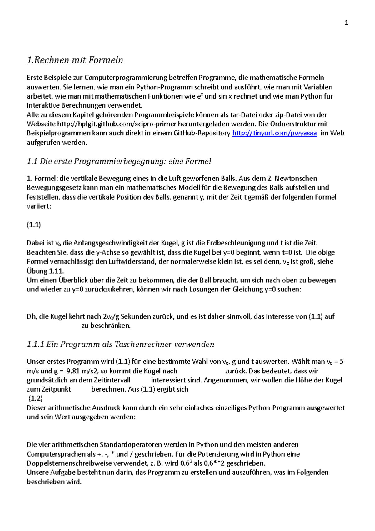 Einführung in die Wissenschaftliche Programmierung mit Python (Kurscode ...