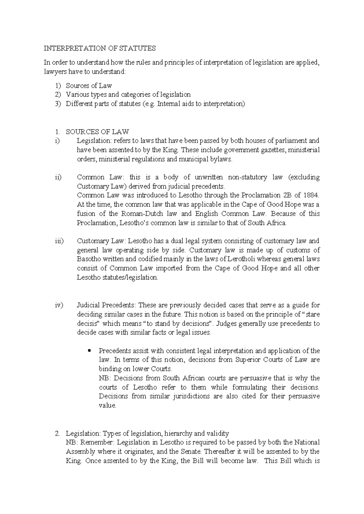 INTERPRETATION OF STATUTES: A Comprehensive Guide (LAW 101) - Studocu