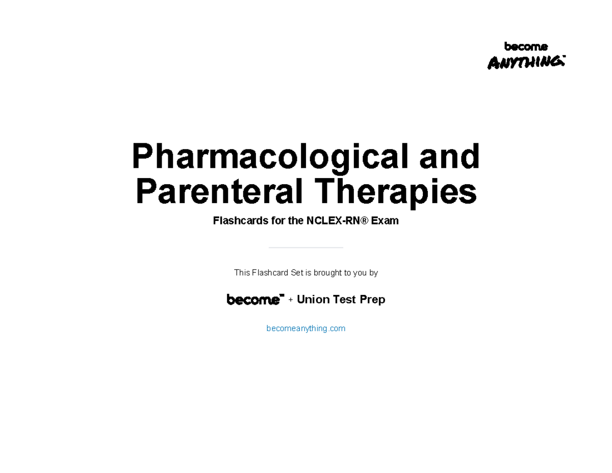 Pharmacological and Parenteral Therapies Flashcards for the Nclex-RN ...