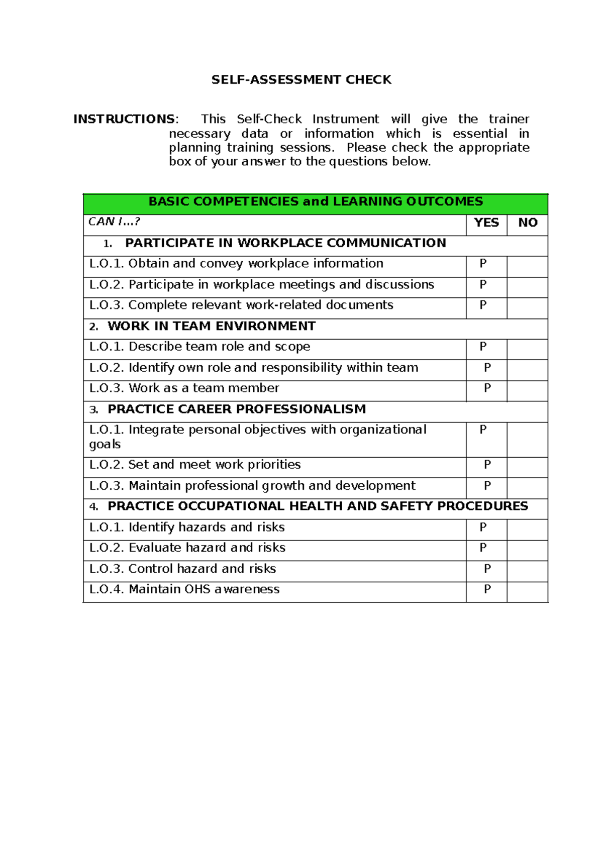 02A-SELF- Assessment- Check - SELF-ASSESSMENT CHECK INSTRUCTIONS: This ...