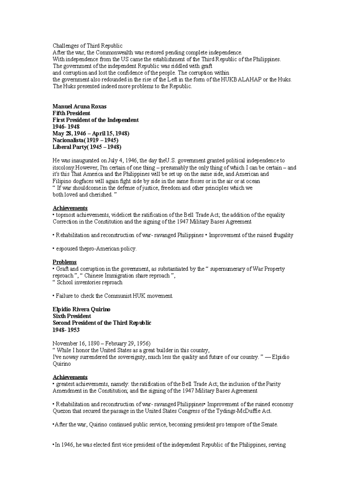 3rd republic - notes - Challenges of Third Republic After the war, the ...
