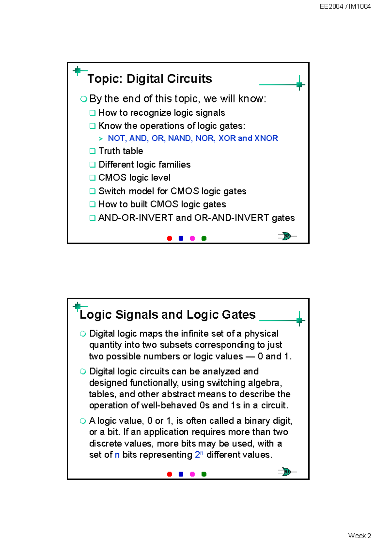[DE] Week 2 - Digital Circuits - Topic: Digital Circuits By the end of ...