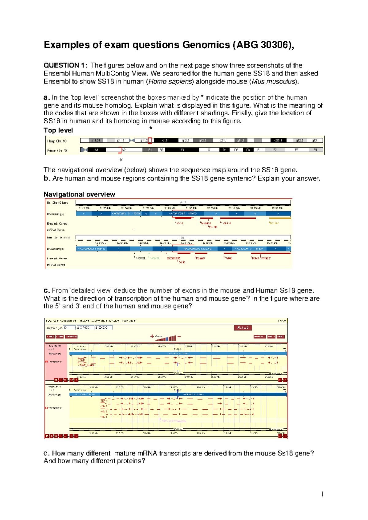 Genomics Exam Questions and Answers (ABG 30306) - 2021 - Studeersnel