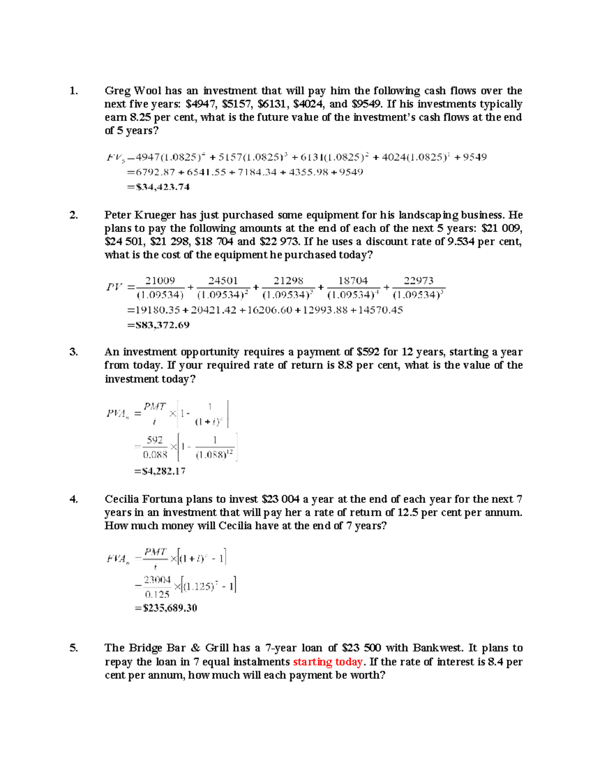 DCF Tutorial Questions and Answers (FIN 101) - Studocu
