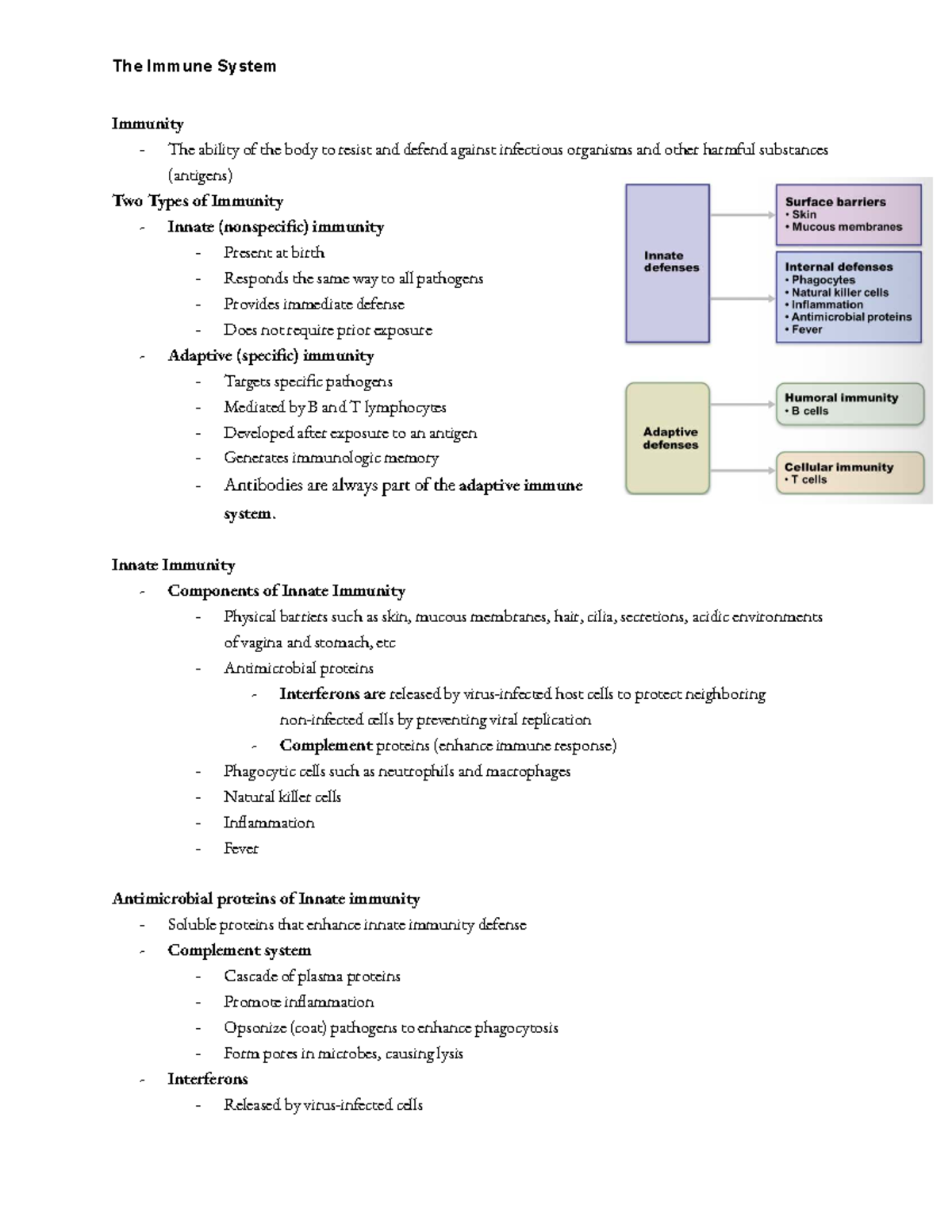 A&P 2 Lecture Notes: Understanding the Immune System and Immunity - Studocu