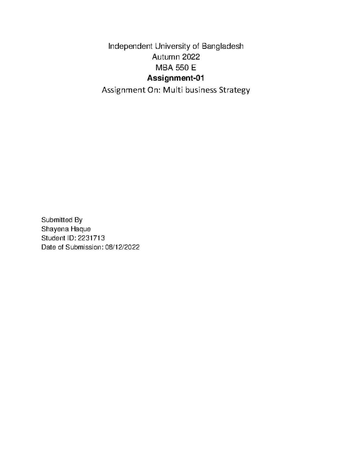Chapter 9 assignment - Independent University of Bangladesh Autumn 2022 ...